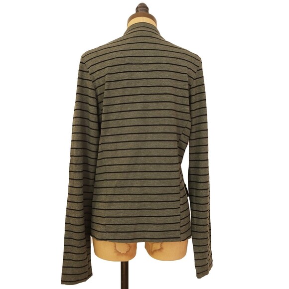 Dolan Anthropologie Left Coast Open Jacket Blazer M Green Black Striped EUC B50 - Picture 3 of 5